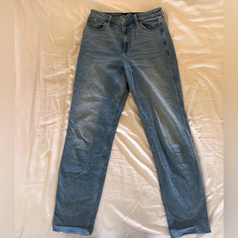 Hollister Women's Straight Leg Jeans in Light Blue